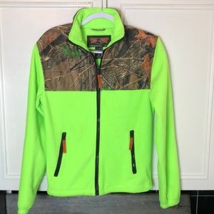 Trail crest outdoorsman fleece Camo neon full zip jacket mens size S